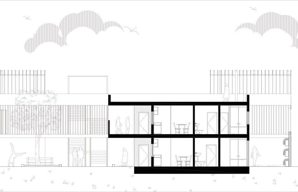Corte de detalle — Conjunto Habitacional Alberto Hurtado