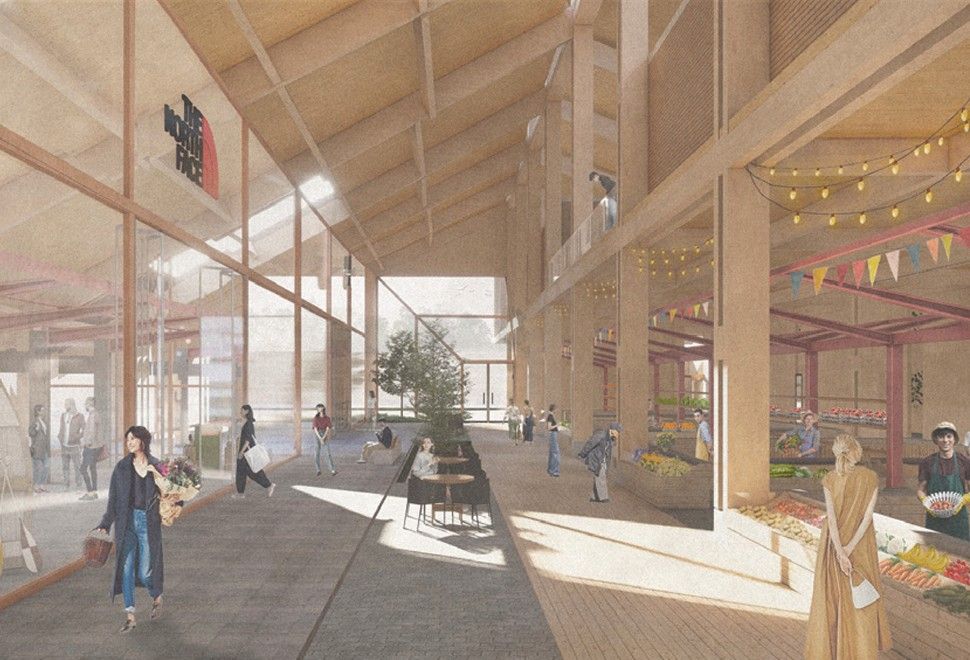 Interior de la plaza cubierta — Mercado Urbano de Valdivia