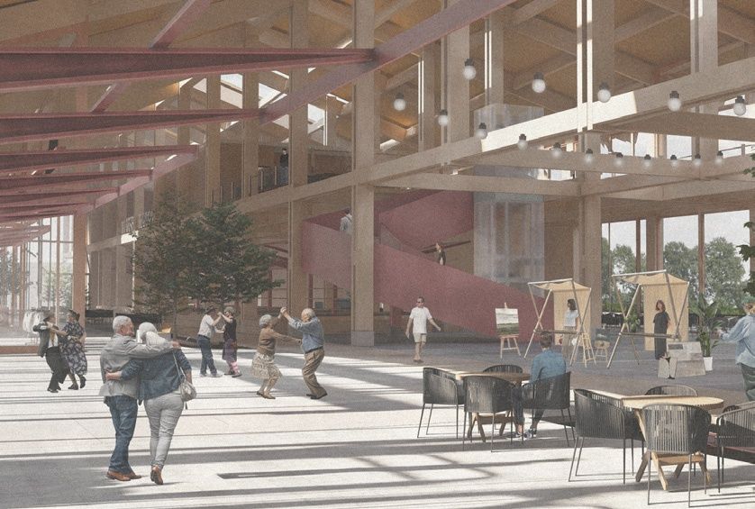 Interior de la terraza café — Mercado Urbano de Valdivia